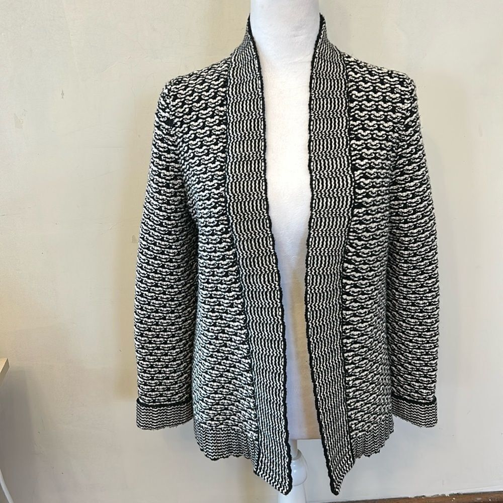 Talbots black white long sleeve open cardigan  Size SP EUC